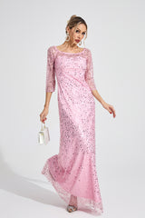 sarah Pink Diamond embellished tulle Maxi Dress