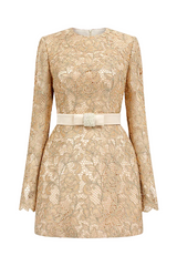 Anslie Lace Belted Mini Dress