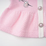 shirley Sequined Knit Cardigan & Skirt Set - pink