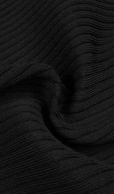 LONG SLEEVES SEXY HOLLOW OUT IRREGULAR BLACK BANDAGE BODYCON DRESS