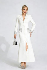simona white Diamond embellished Maxi Dress