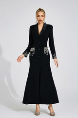 simona black Diamond embellished Maxi Dress