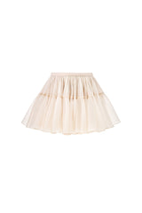 Lace sleeveless crop top & tulle mini skirt set - beige