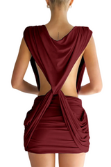 Boonea Draped Mini Dress - Wine