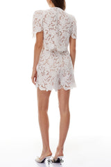 kelly White hollow Lace Top & Short Set