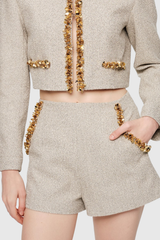 evangeline Sequin Jacket in apricot