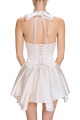 Charnelle Halter Silky Mini Dress - White