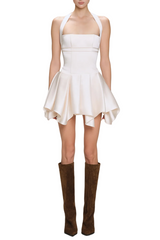 Charnelle Halter Silky Mini Dress - White