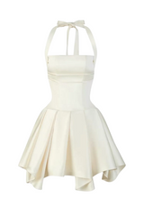 Charnelle Halter Silky Mini Dress - White