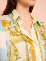 victoria long sleeve Silk Mini Dress in Multi