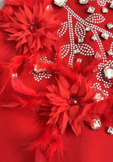 hedy Rhinestone Feather Bandage Strappy mini Dress - red