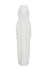 Cyrusa Halter Draped Maxi Dress - White