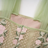 octavia Tulle Panel Floral Midi Dress in green