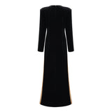 lydia Black Crystal Embellished Front Slit Maxi Dress