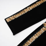 lydia Black Crystal Embellished Front Slit Maxi Dress