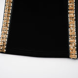 lydia Black Crystal Embellished Front Slit Maxi Dress