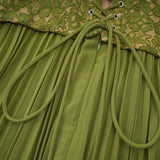 penny Emerald lace fishbone pleated Corset Gown