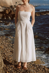 gloria flower detail strapless maxi dress - white