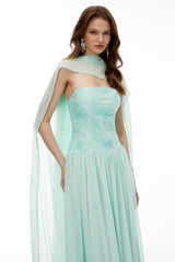 rebecca Green Floral Embroidered Pleated Maxi Dress