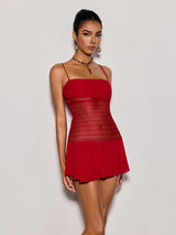 Drevia Spaghetti Lace Up Mini Dress