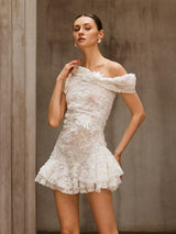 Durriyah One Shoulder Flower Mini Dress