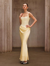 Duyen Sleeveless Corset Maxi Dress In Beige