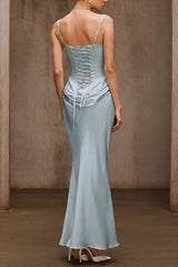 Duyen Sleeveless Corset Maxi Dress In Mint