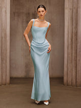Duyen Sleeveless Corset Maxi Dress In Mint