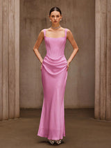 Duyen Sleeveless Corset Maxi Dress In Pink