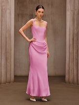 Duyen Sleeveless Corset Maxi Dress In Pink