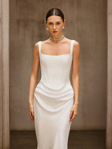 Duyen Sleeveless Corset Maxi Dress In White