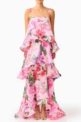sandy Tiered Maxi Dress In pink Floral