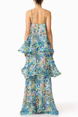 sandy Tiered Maxi Dress In green Floral