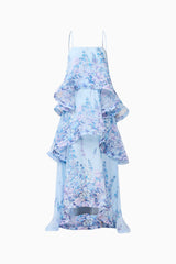 sandy Tiered Maxi Dress In Baby Blue Floral