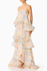 sandy Tiered Maxi Dress In yellow Floral