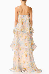 sandy Tiered Maxi Dress In yellow Floral