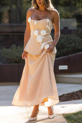 mignon apricot Floral strapless Maxi Dress