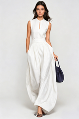 Eufemia Sleeveless Stripe Cutout Jumpsuit - Beige