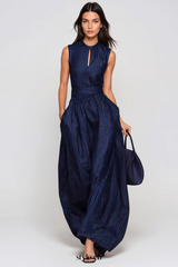 Eufemia Sleeveless Stripe Cutout Jumpsuit - Navy