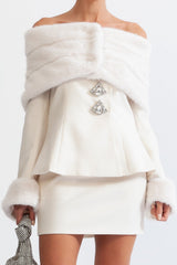 sharon Off Shoulder Faux Fur Two Piece Set