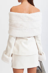 sharon Off Shoulder Faux Fur Two Piece Set