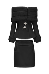 sharon Off Shoulder Faux Fur Two Piece Set