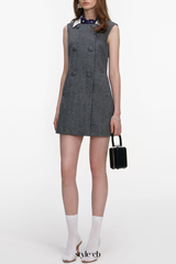 Euryda Herringbone Scarf Sleeveless Mini Dress