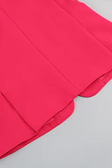 IRMA FEATHER TRIM BLAZER SUITS IN ROSE RED