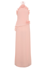 helen off-shoulder Chiffon Flower Maxi Dress - Baby Pink