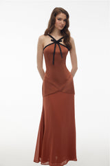 deirdre Brown Halterneck Maxi Dress with Bow