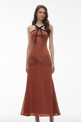 deirdre Brown Halterneck Maxi Dress with Bow