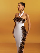 sebastiane Halterneck Flower Bandage Maxi Dress