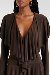 Hathay Ruffle Mini Dress - Brown