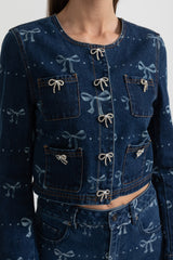 alisa blue Long Sleeve Denim Jacket